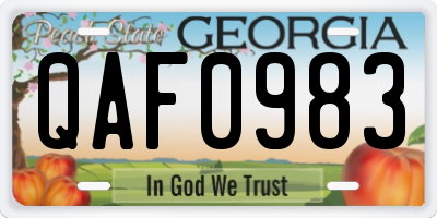 GA license plate QAF0983