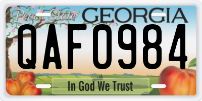 GA license plate QAF0984