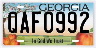 GA license plate QAF0992