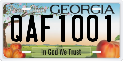 GA license plate QAF1001
