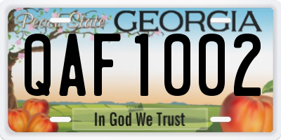 GA license plate QAF1002