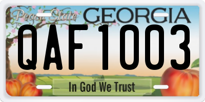 GA license plate QAF1003