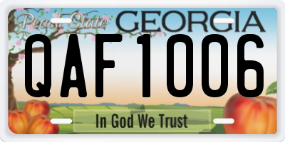 GA license plate QAF1006