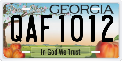 GA license plate QAF1012