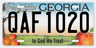 GA license plate QAF1020