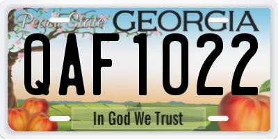 GA license plate QAF1022