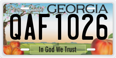 GA license plate QAF1026