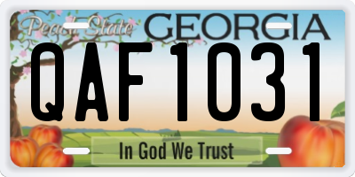 GA license plate QAF1031