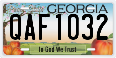 GA license plate QAF1032