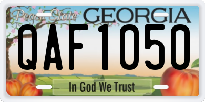 GA license plate QAF1050
