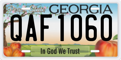 GA license plate QAF1060