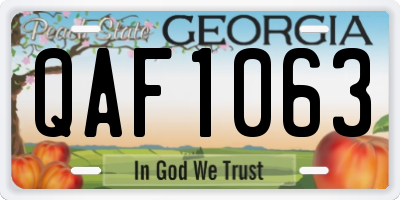 GA license plate QAF1063
