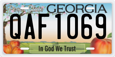 GA license plate QAF1069