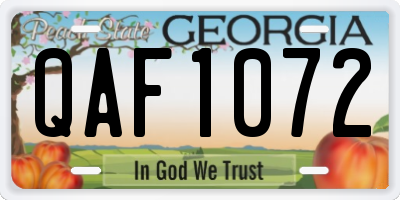 GA license plate QAF1072