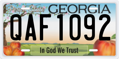 GA license plate QAF1092