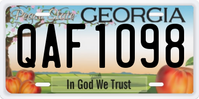 GA license plate QAF1098