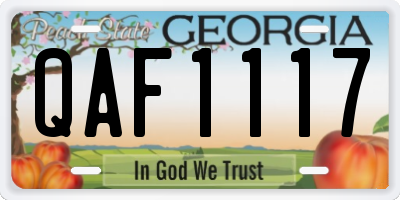 GA license plate QAF1117
