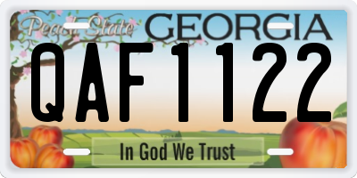 GA license plate QAF1122