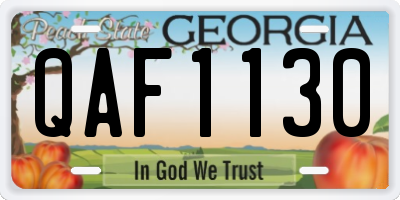 GA license plate QAF1130