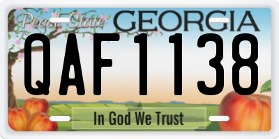 GA license plate QAF1138