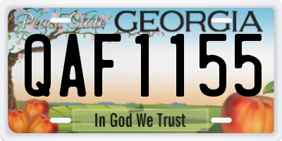 GA license plate QAF1155
