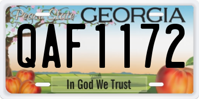 GA license plate QAF1172