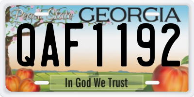 GA license plate QAF1192
