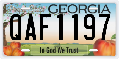 GA license plate QAF1197