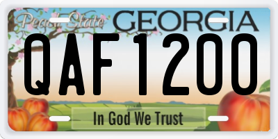 GA license plate QAF1200
