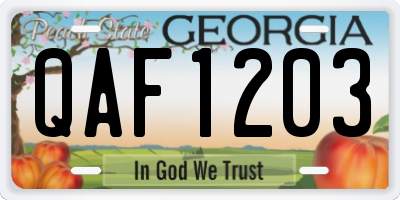 GA license plate QAF1203