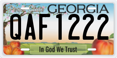 GA license plate QAF1222