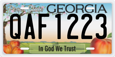 GA license plate QAF1223