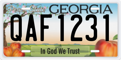 GA license plate QAF1231