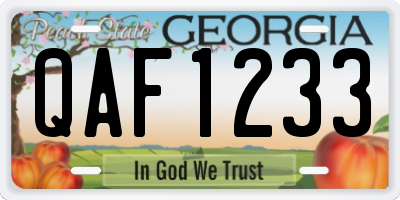 GA license plate QAF1233