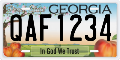 GA license plate QAF1234