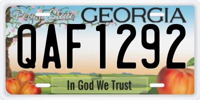 GA license plate QAF1292