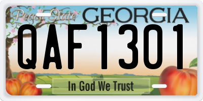 GA license plate QAF1301