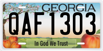 GA license plate QAF1303