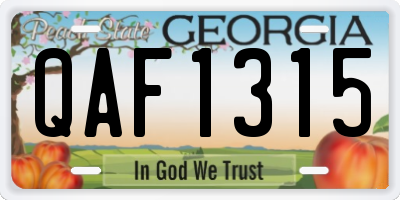 GA license plate QAF1315
