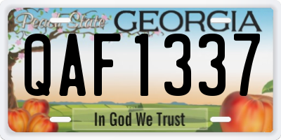 GA license plate QAF1337