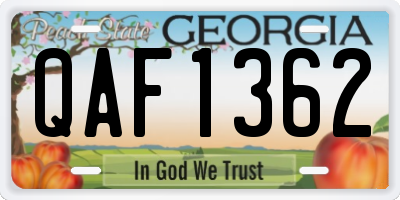 GA license plate QAF1362