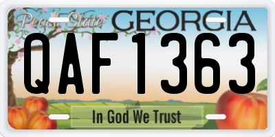 GA license plate QAF1363