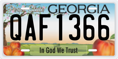 GA license plate QAF1366
