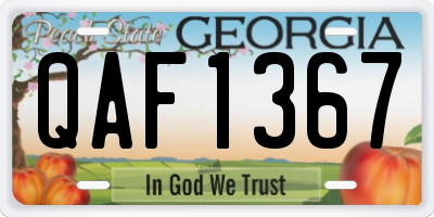 GA license plate QAF1367