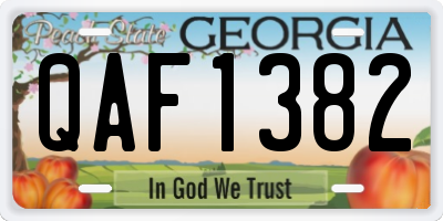 GA license plate QAF1382