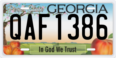 GA license plate QAF1386