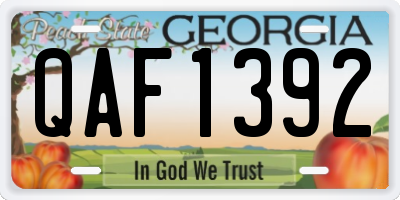 GA license plate QAF1392