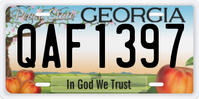 GA license plate QAF1397