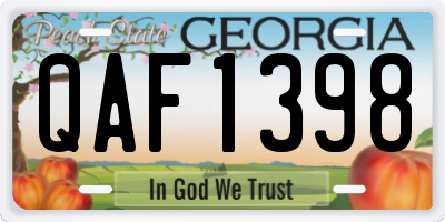 GA license plate QAF1398