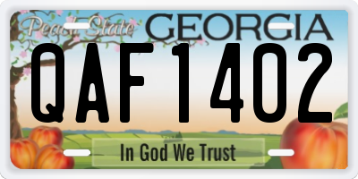 GA license plate QAF1402